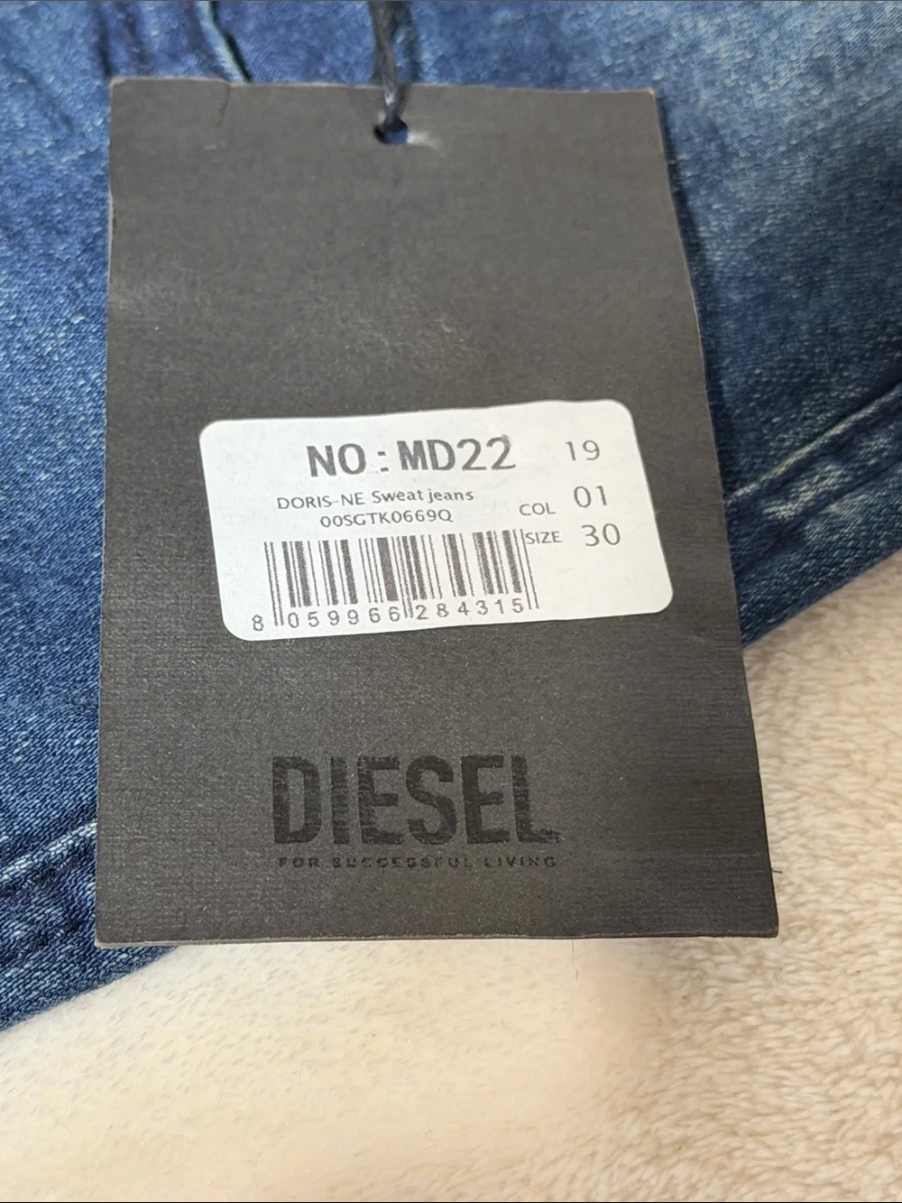 Diesel Sleenker Skinny Jeans Dark Blue 30x31 NWTS